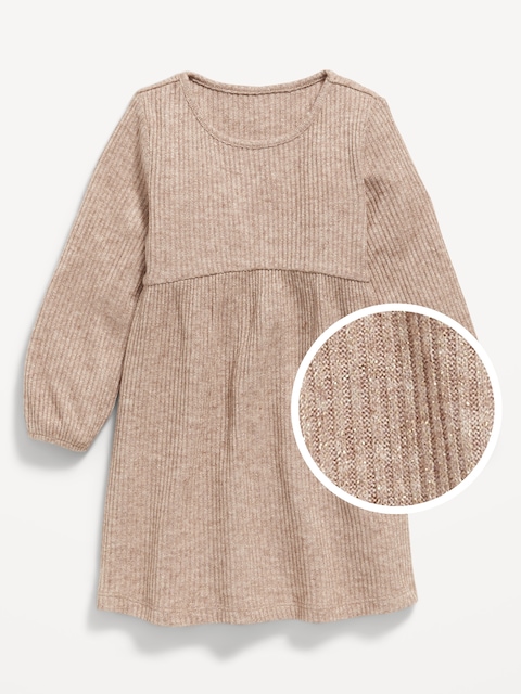 Long-Sleeve Shiny Ribbed Dress for Toddler Girls - Moonsand