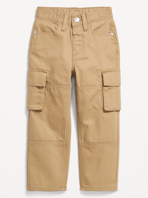 Baggy Barrel-Leg Cargo Jeans for Toddler Boys - Teakwood