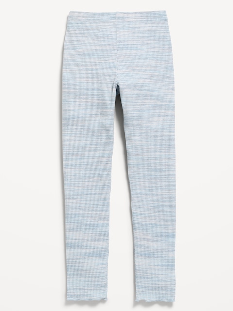 High-Waisted Ribbed Lettuce-Edge Leggings for Girls