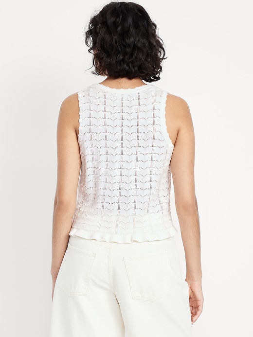 Image number 2 showing, Sleeveless Pointelle Cropped Henley Top