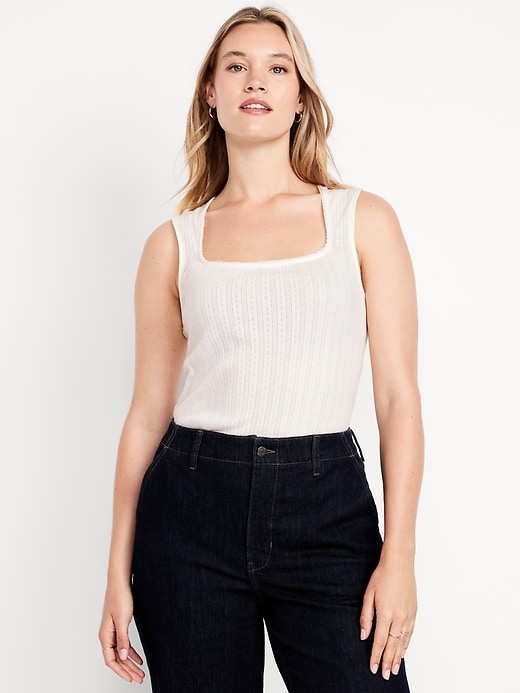 Image number 4 showing, Trapeze-Neck Pointelle Top