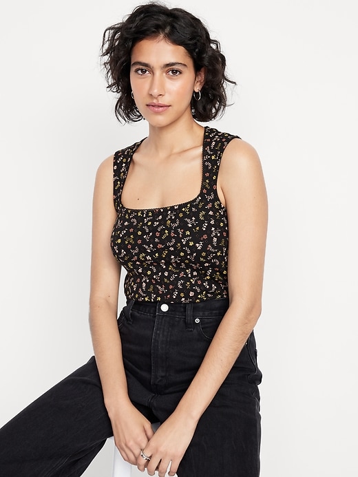 Image number 3 showing, Trapeze-Neck Floral Top