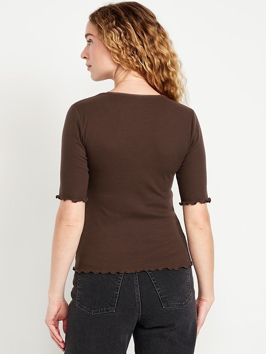 Image number 2 showing, Ruffle-Trim Ribbed Top