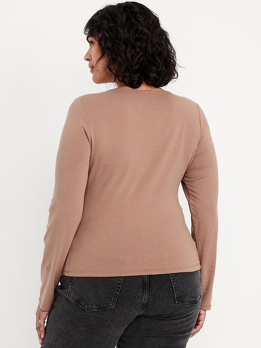 Image number 7 showing, Fitted Double-Layer Scoop-Neck Top