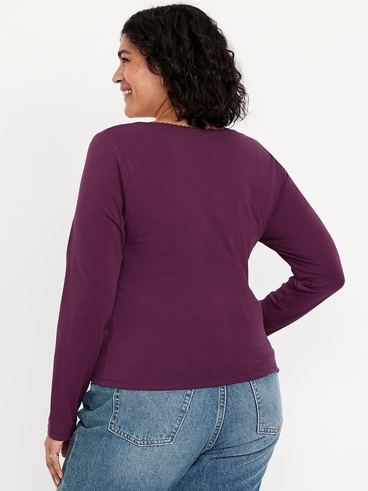Image number 8 showing, Fitted Double-Layer Scoop-Neck Top