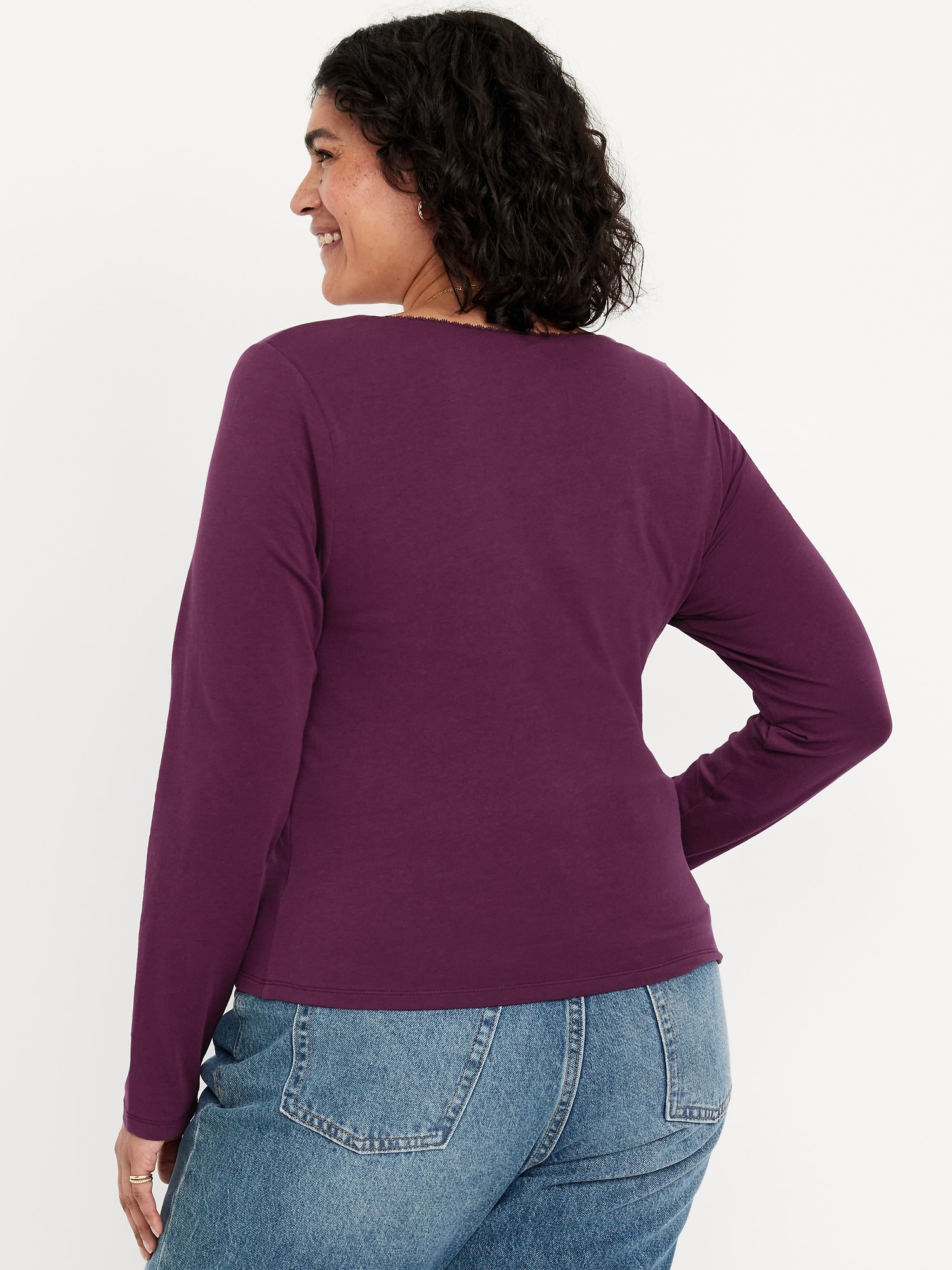 Fitted Double-Layer Scoop-Neck Top