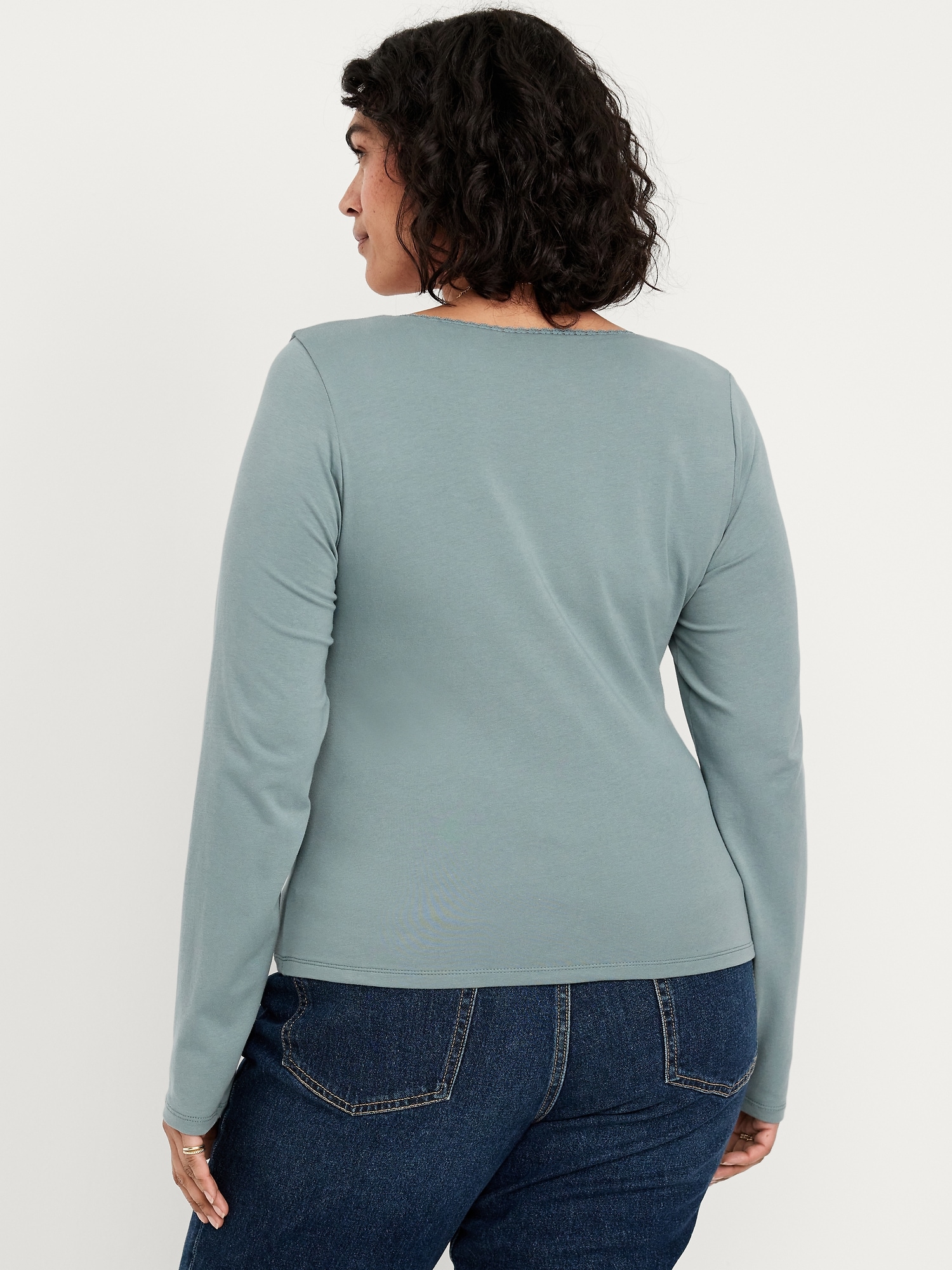 Fitted Double-Layer Scoop-Neck Top