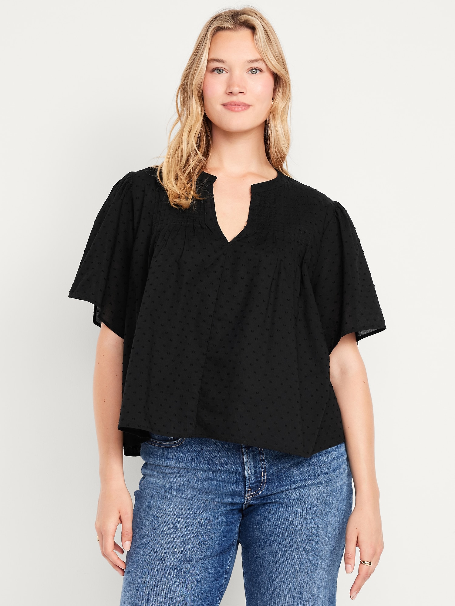 Flutter-Sleeve Swiss Dot Top | Old Navy