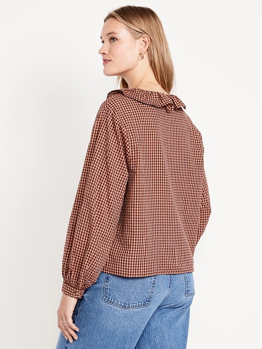 Image number 5 showing, Button-Down Plaid Ruffle Shirt