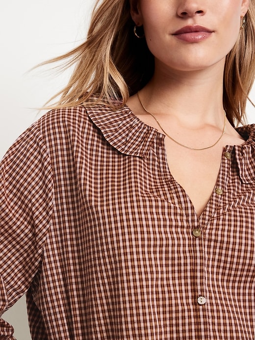 Image number 3 showing, Button-Down Plaid Ruffle Shirt