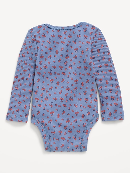 Image number 2 showing, Printed Long-Sleeve Ribbed Bodysuit for Baby