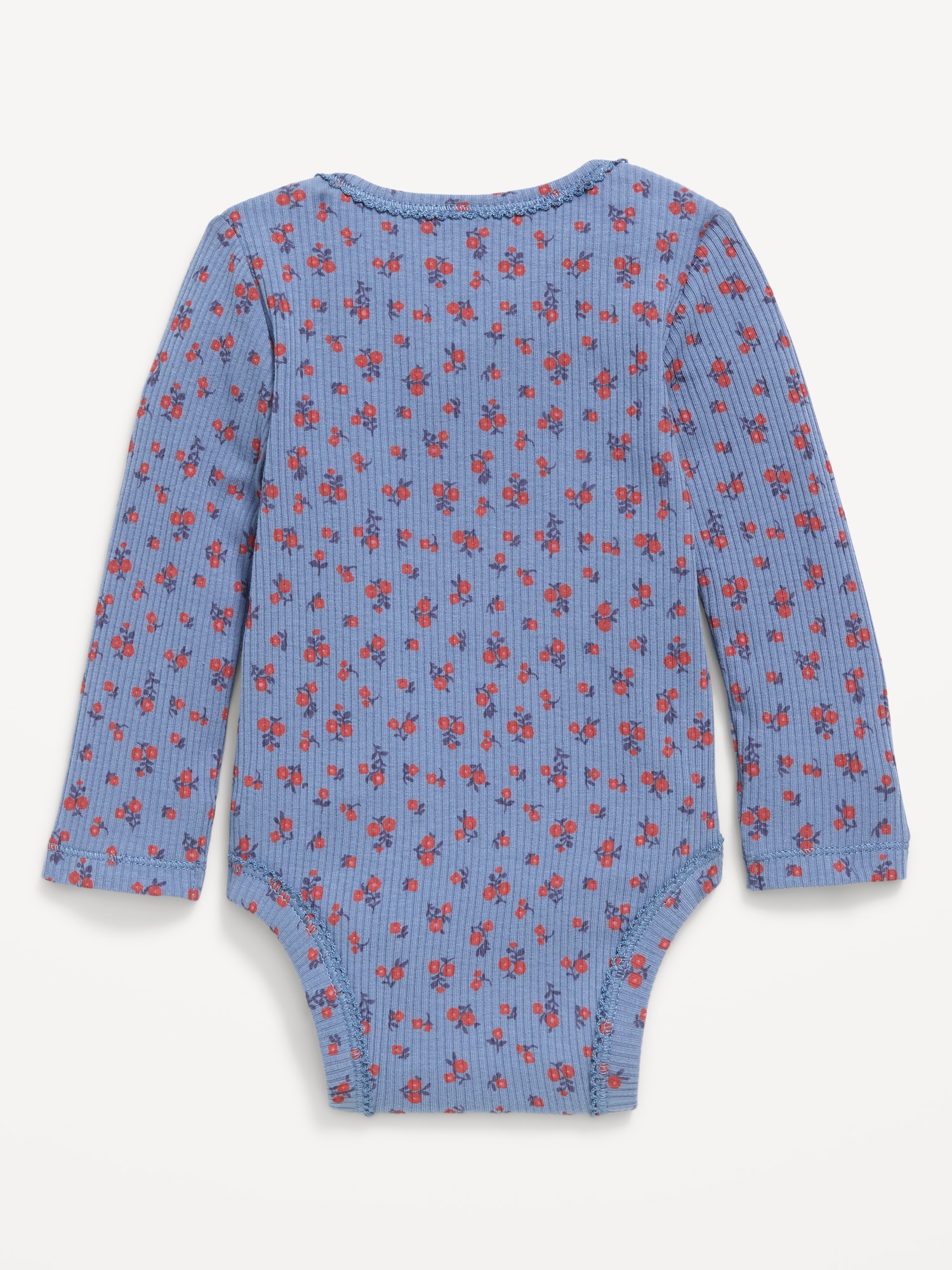 Printed Long-Sleeve Ribbed Bodysuit for Baby