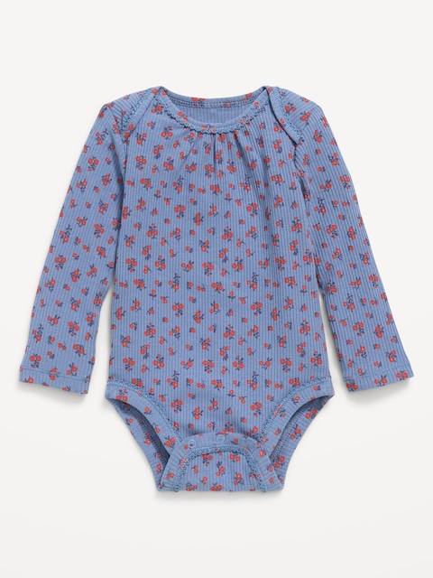 Printed Long-Sleeve Ribbed Bodysuit for Baby - Ditsy Floral