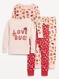 Image number 1 showing, Snug-Fit Printed Pajama 4-Piece for Toddler & Baby