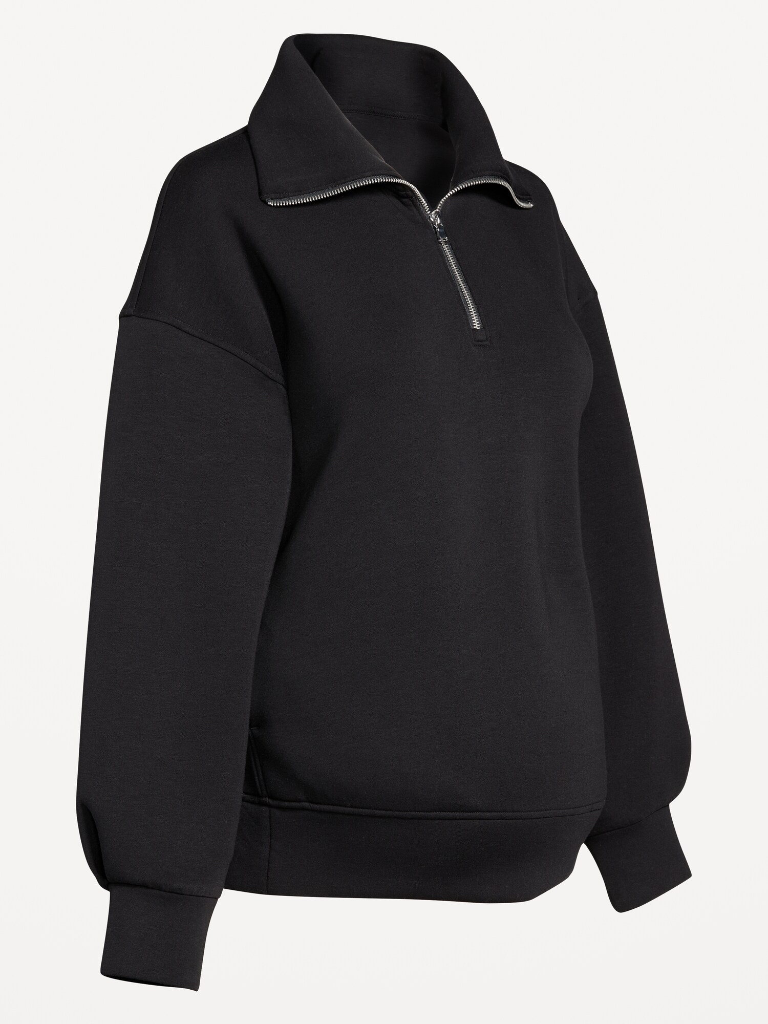 Женский свитер Old Navy Maternity Bounce Fleece Half-Zip Pullover, цвет: Чёрный — фото 2