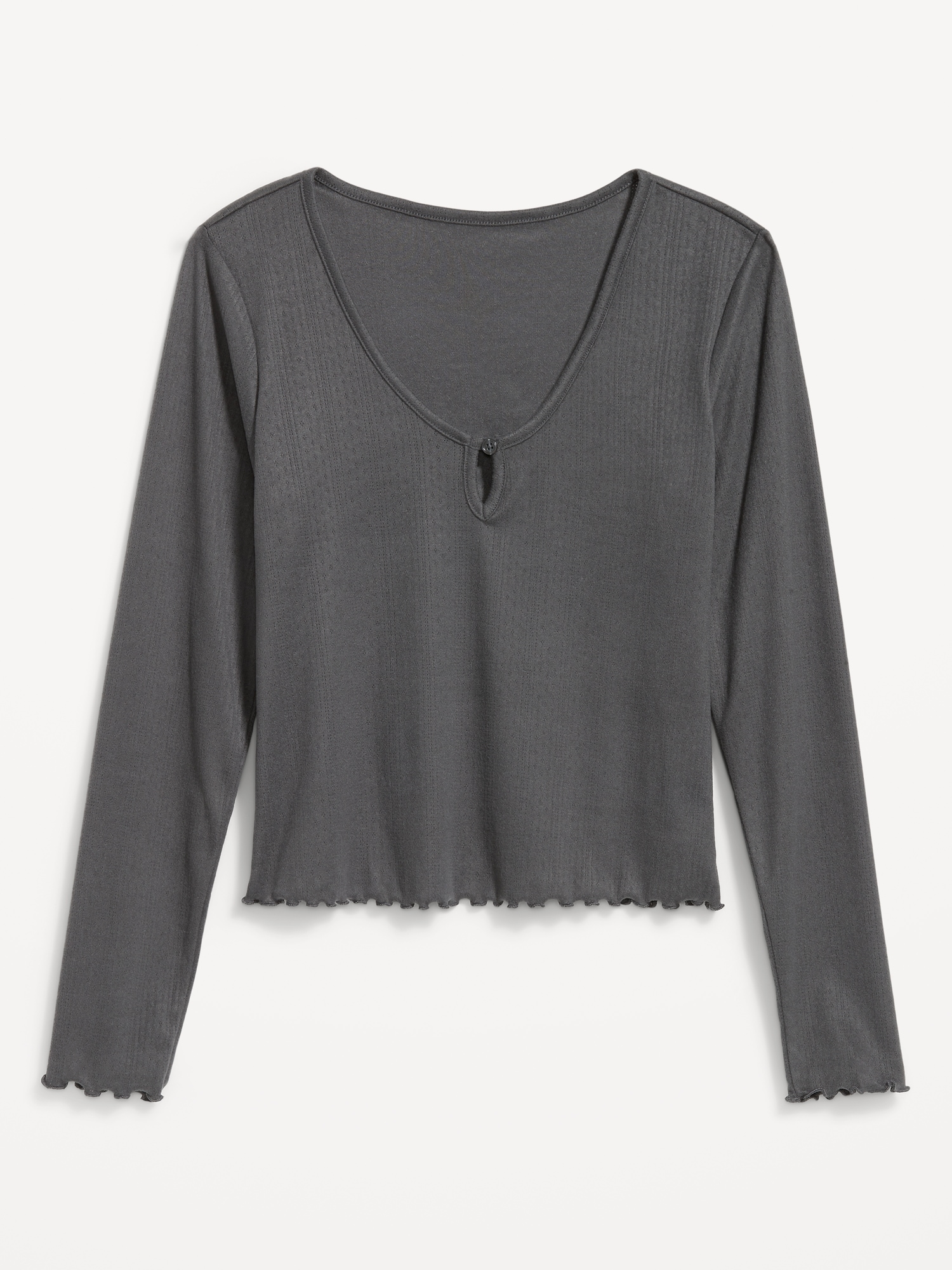 Cozy Lettuce-Edge Pajama Top
