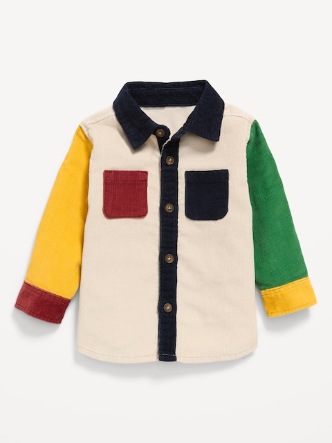 Long-Sleeve Color-Block Corduroy Shirt for Baby