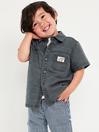 Image number 1 showing, Short-Sleeve Utility Pocket Shirt for Toddler Boys