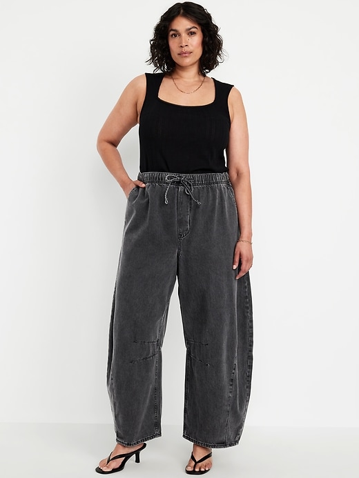Image number 7 showing, High-Waisted Pull-On Barrel Jeans