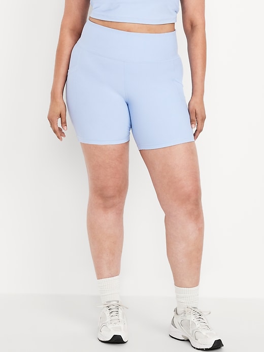 Image number 6 showing, High-Waisted PowerSoft Pocket Biker Shorts -- 6-inch inseam