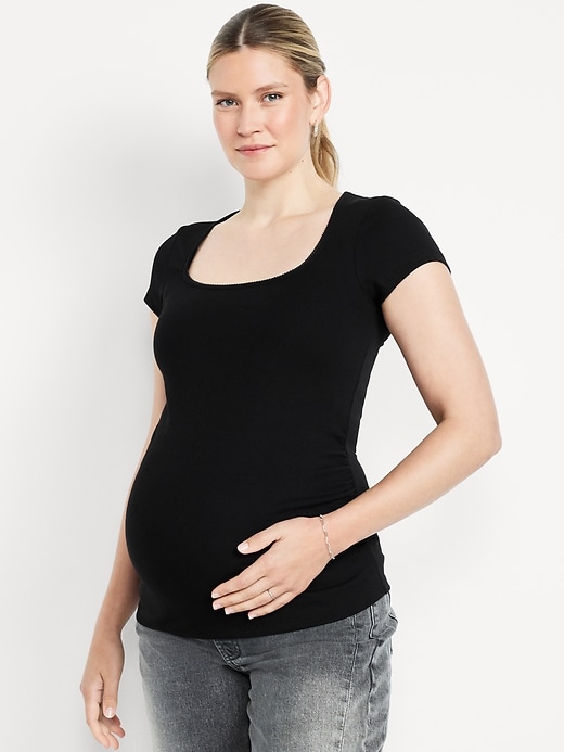 Image number 1 showing, Maternity Trapeze-Neck T-Shirt