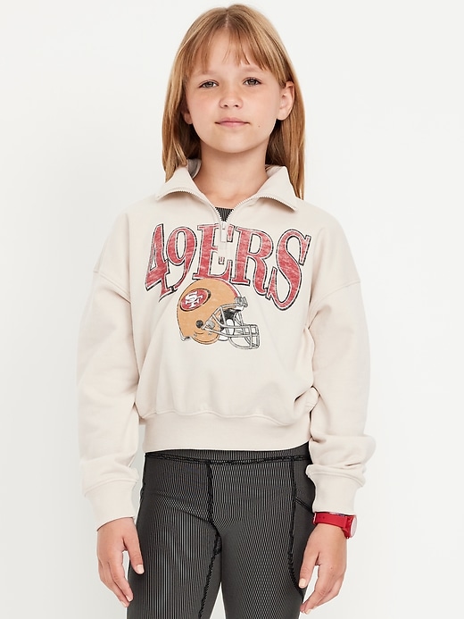 Image number 1 showing, NFL™ San Francisco 49ers™ Oversized Quarter-Zip Sweatshirt for Girls