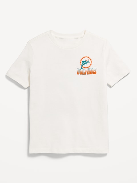 Miami Dolphins Gender-Neutral Graphic T-Shirt for Kids - Miami Dolphins (Sea Salt)