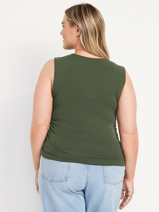 Image number 4 showing, High-Neck Shirred Cropped Top