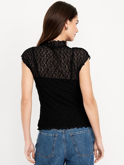 Image number 2 showing, Mock-Neck Lace Top
