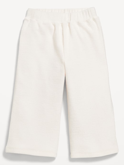 Image number 1 showing, Ribbed Wide-Leg Cropped Pants for Toddler Girls