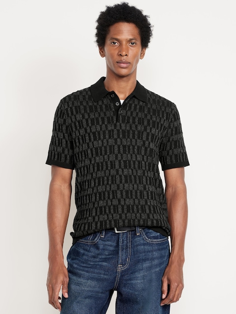 Short-Sleeve Sweater-Knit Polo - Blackjack