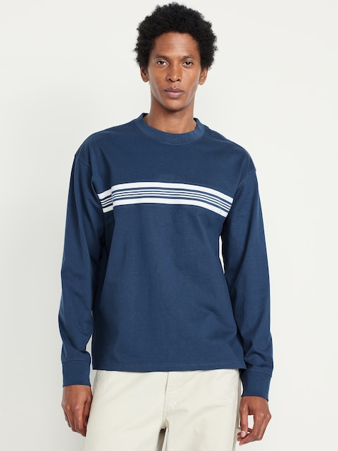 Heavyweight Chest-Stripe T-Shirt - Pacific Blue