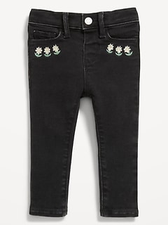 High-Waisted Embroidered Rockstar 360° Stretch Jeggings for Toddler Girls