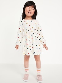 Image number 1 showing, Printed Long-Sleeve Ribbed Dress for Toddler Girls