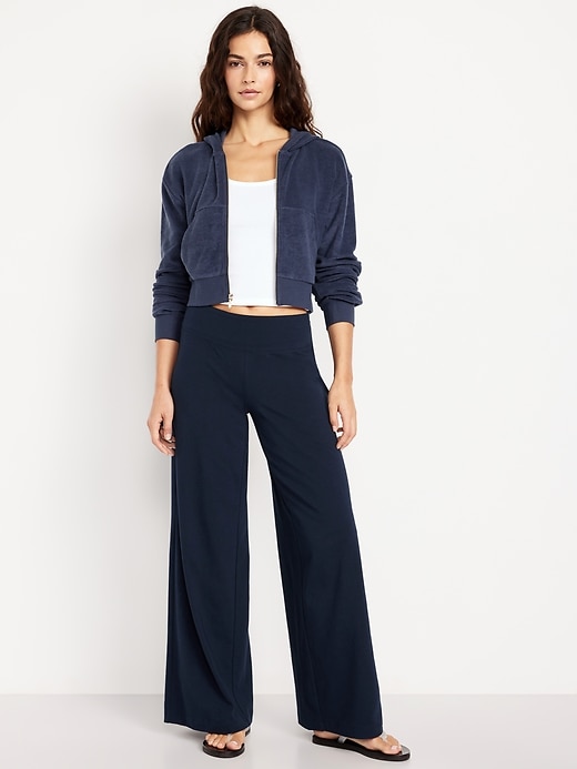 Image number 1 showing, Mid-Rise Jersey Super Wide-Leg Leggings