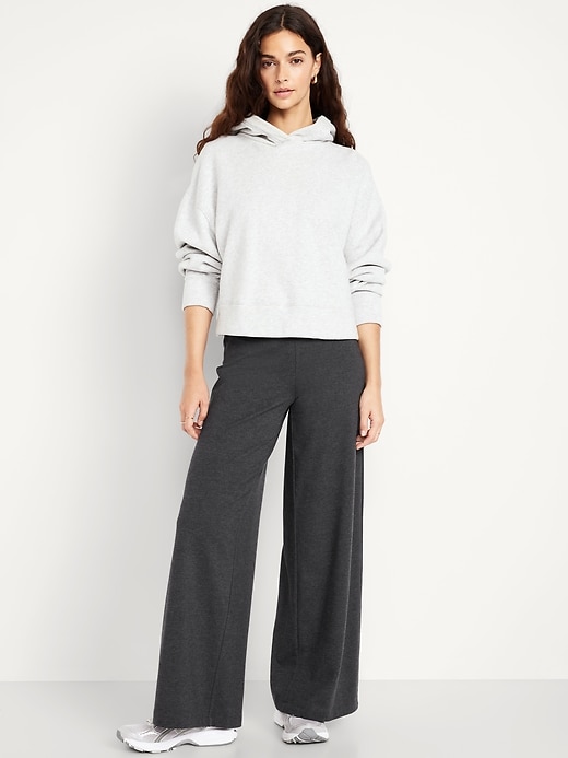 Image number 1 showing, Mid-Rise Jersey Super Wide-Leg Leggings