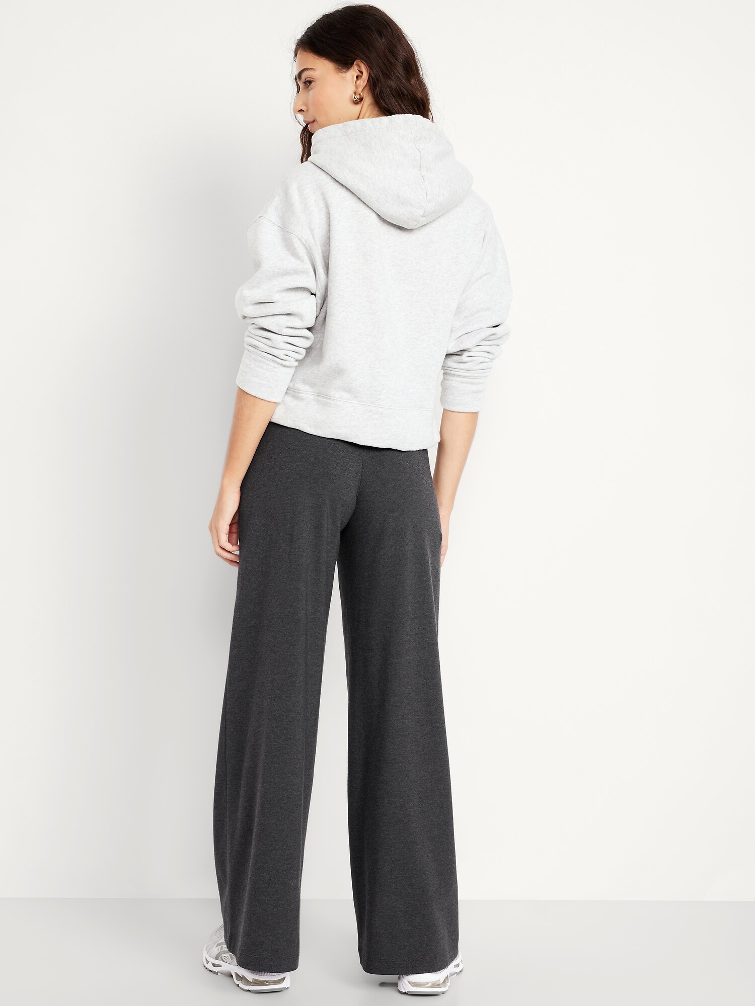 Женские леггинсы Old Navy Mid-Rise Jersey Super Wide-Leg, цвет: Тёмный меланжевый серый — фото 2