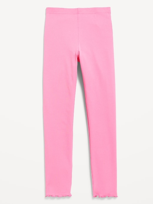 Image number 1 showing, High-Waisted Lettuce Edge Rib-Knit Leggings for Girls