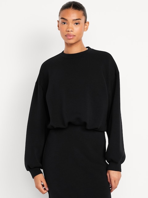 Bounce Fleece Bubble-Hem Sweatshirt - Black Jack
