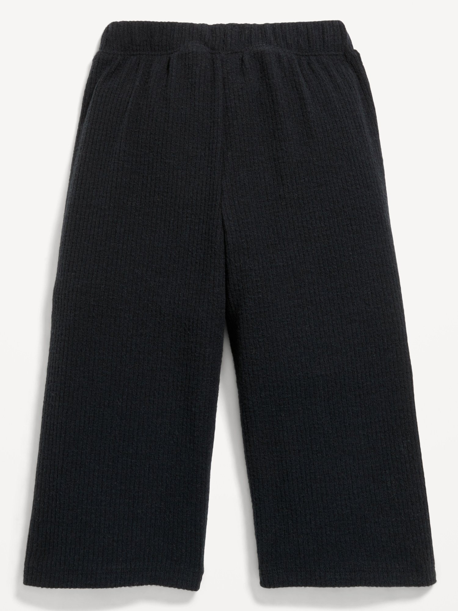 Cozy Ribbed Wide-Leg Cropped Pants for Toddler Girls