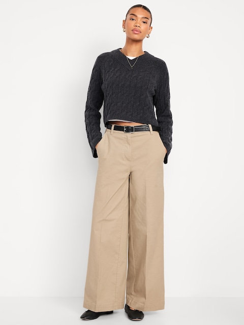 Extra High-Waisted Super Wide-Leg Chino Pants - Classic Khaki