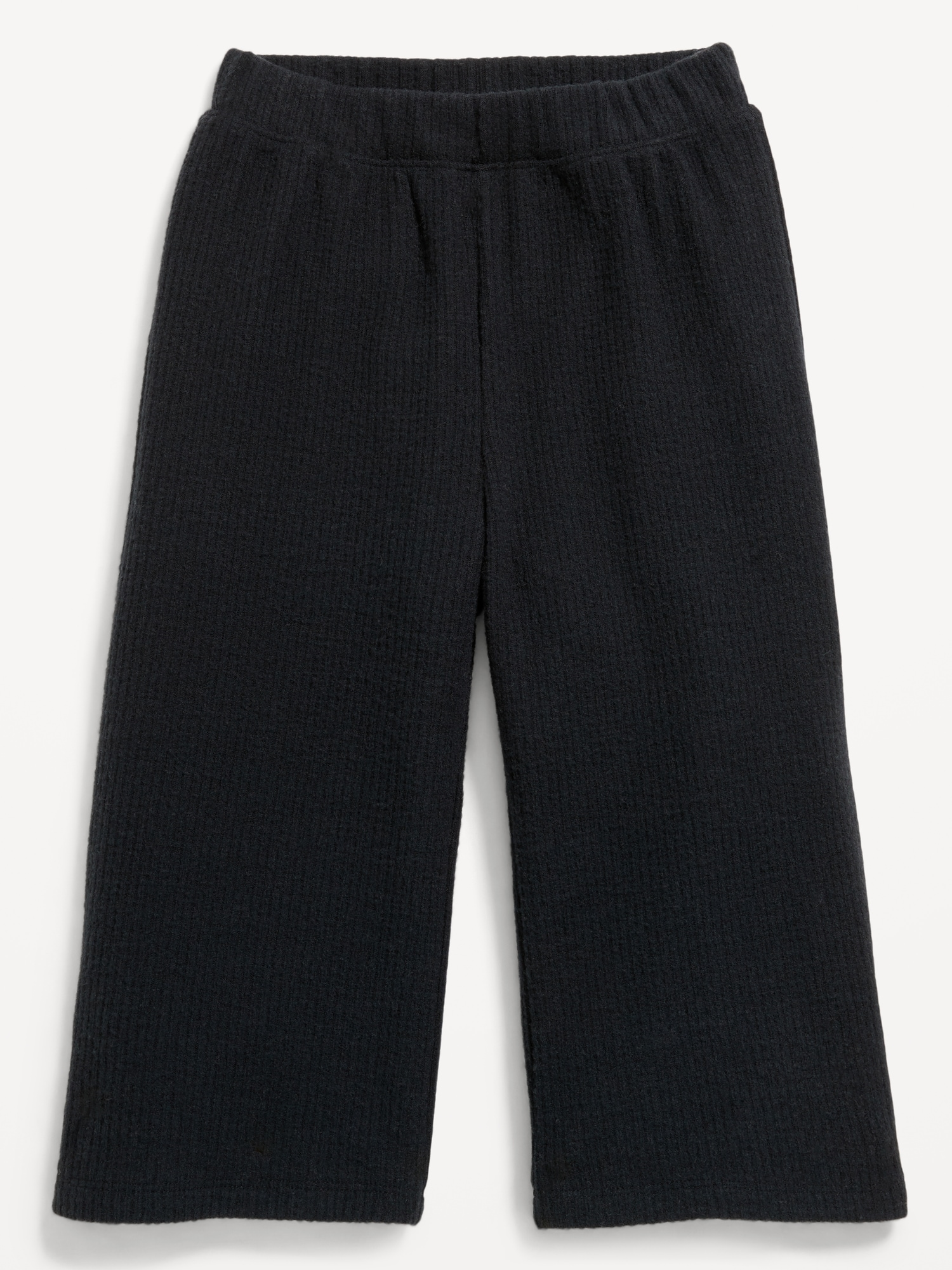 Cozy Ribbed Wide-Leg Cropped Pants for Toddler Girls