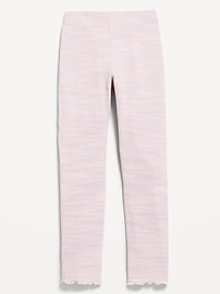 Image number 1 showing, High-Waisted Ribbed Lettuce-Edge Leggings for Girls