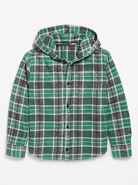 Image number 2 showing, Long-Sleeve Plaid Washed Flannel Hooded Shirt for Boys