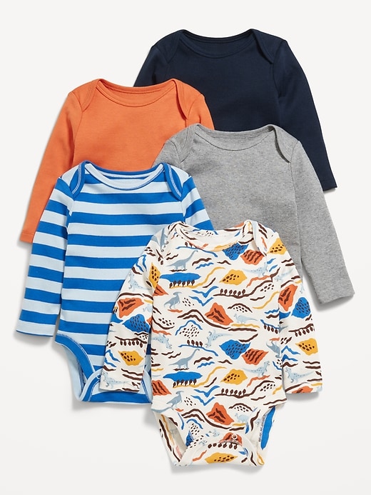Image number 1 showing, Long-Sleeve Bodysuit 5-Pack for Baby