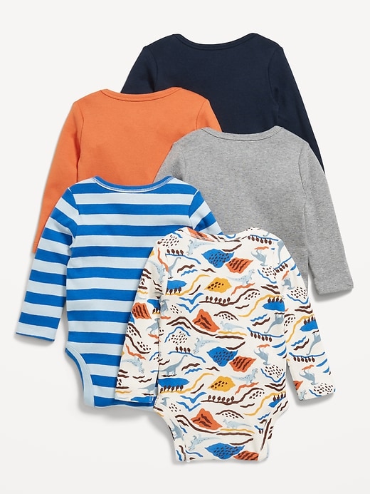 Image number 2 showing, Long-Sleeve Bodysuit 5-Pack for Baby