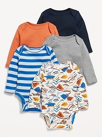 Image number 1 showing, Long-Sleeve Bodysuit 5-Pack for Baby