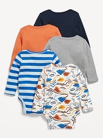 Image number 2 showing, Long-Sleeve Bodysuit 5-Pack for Baby