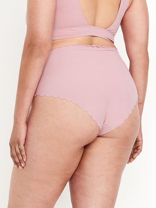 Image number 7 showing, High-Waisted No-Show Scalloped Brief Underwear