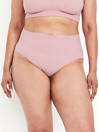 Image number 6 showing, High-Waisted No-Show Scalloped Brief Underwear